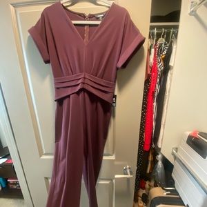 Burgundy business casual jumpsuit from Express